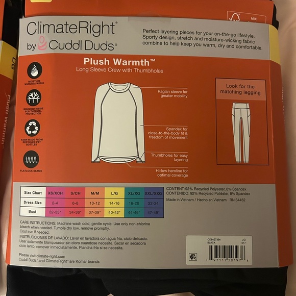 Climate Right by Cuddl Duds Leggings & Long Sleeve Shirt Large 2 pc set New - Picture 5 of 5